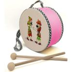 Baksepete Karagoz-Hacivat Baskılı , Pembe , Gerçek Deri Çocuk Davulu - KARAGÖZ