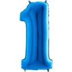 Bal10 Dünyası 1 Koyu Mavi Renk Rakam Folyo Balon 100 cm