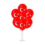 Bal10 Dünyası 2 Adet 23 Nisan 7'li Balon Süsleme Standı ve Türk Bayrağı Baskılı Balon