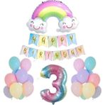 Bal10 Dünyası 3 Yaş Gülen Gökkuşağı Rakam Folyo Balon Set