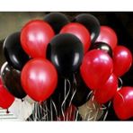Bal10 Dünyası 30 Adet 12 Inç Parti Balonu Metalik Kırmızı - Pastel Siyah