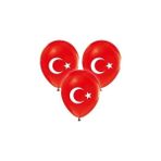Bal10 Dünyası 50 Adet Türk Bayraklı Kırmızı Baskılı Balon 23 Nisan - 29 Ekim Süslemesi