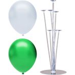 Bal10 Dünyası 7 Çubuklu Balon Standı + 40 Adet Balon ( Koyu Yeşil - Beyaz )