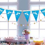 Bal10 Dünyası Baby Shower Yazılı Üçgen Flama Mavi