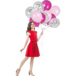 Bal10 Dünyası Balon Demeti Fuşya Pembe Konfetili Metalik 15 Adet