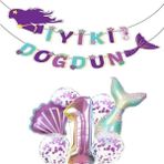 Bal10 Dünyası Deniz Kızı Iyiki Doğdun Folyo Balon Doğum Günü Set 1 Yaş - Renkli