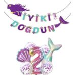 Bal10 Dünyası Deniz Kızı Iyiki Doğdun Folyo Balon Doğum Günü Set 2 Yaş - Pembe