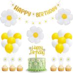 Bal10 Dünyası Happy Bırthday Eva Banner ve Papatya Folyo Balon Seti