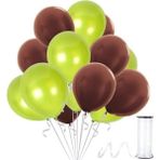 Bal10 Dünyası Kahverengi - Açık Yeşil Metalik Balon 50 Adet+ 5 mt Balon Zinciri