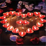 Bal10 Dünyası Kalp Şekilli Tealight Mum 100 Adet, Dekoratif Mum, Romantik Ortam Mumu