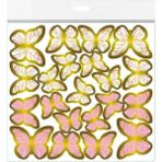 Bal10 Dünyası Pembe-Gold Renk Kelebek Dekoratif Süs,kelebek Pasta Süsü