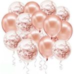 Bal10 Dünyası Rose Gold Konfetili Balon Seti 20 Adet Rose Pembe