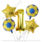 Bal10 Dünyası Sarı Lacivert Futbol Topu Folyo Balon Seti Yaş 1 - Renkli