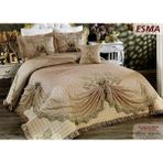 Baladi Home Çeyizlik Yatak Örtüsü ( 4 Parçalı Set ) Fransız Dantelli ve Kapitoneli Yüksek Kalite - Kahve - 250 x 260 cm