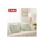 baladı home ev tekstil home collection Modern Dekoratif Peluş Yastık Kılıfı - 2Adet Kırlent Kılıfı 40x40 cm - baklava desen