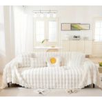 Baladi Home Kalın Peluş Klasik Kürklü Koltuk Örtüleri (1 Adet) Uçlu Koltuk Örtüsü Için Parça Ölçüsü 160 x 300 cm - Beyaz