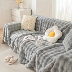 Baladi Home Kalın Peluş Klasik Kürklü Koltuk Örtüleri (1 Adet) Uçlu Koltuk Örtüsü Için Parça Ölçüsü 160 x 300 cm - Gri