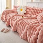 Baladi Home Kalın Peluş Klasik Kürklü Koltuk Örtüleri (1 Adet) Uçlu Koltuk Örtüsü Için Parça Ölçüsü 160 x 300 cm - Pudra Pembe