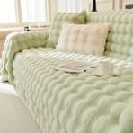 Baladi Home Kalın Peluş Klasik Kürklü Koltuk Örtüleri (1 Adet) Uçlu Koltuk Örtüsü Için Parça Ölçüsü 160 x 300 cm - Su Yeşili
