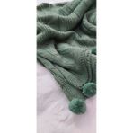 Baladi Home Ponponlu Triko Tv-Diz Battaniyesi 130*170 cm ve Koltuk Için Triko - 130 x 170 cm - Su Yeşili