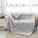 Baladi Home Tek Kişilik Kalın Tavşan Peluş Tv Battaniyesi (1 Adet) Çok Yumuşak - Açık Gri - 160 x 130 cm