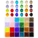 Bala&Fillic Bala & Fillic 6 mm briolette cam boncuklar, fiş kristal cam boncuklar, bileklik için, çeşitli 24 renk, konteyner kutusunda (toplam 1200 adet)