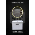 Balance 60 Cm Beyaz Banyo Dolabı 360° Led Ayna 60X60