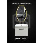 Balance 60 Cm Beyaz Banyo Dolabı, Oktagon Günışığı Led Ayna 80X45