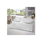 Balat Halı 3'lü Banyo Halısı Peluş Post Halı Klozet Takımı Beyaz 50x50(YUVARLAK)-50x50 Ve 50x70
