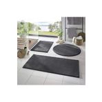 Balat Halı 3'lü Banyo Halısı Peluş Post Halı Klozet Takımı Koyu Gri 50x50(YUVARLAK)-50x50 Ve 50x70