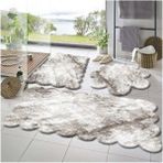 Balat Halı 3'lü Set Kaymaz Taban Banyo Paspası Halısı 50X50 (Yuvarlak Papatya ) --50X60(LAZER)- -60X100 (Lazer) - Kahverengi