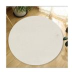 Balat Halı Dekoratif Beyaz Peluş Yumuşak Yuvarlak Oval Krem 120x120 cm Salon Halı