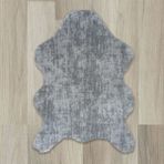 Balat Halı Kalın Desenli Koyu Gri Dekor Peluş Yumuşak Post Halı 100x140