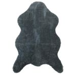 Balat Halı Kalın Desenli Koyu Gri Dekor Peluş Yumuşak Post Halı 60x90