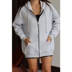 Balenbi Kadın 3 İplik İçi Polarlı Kapüşonlu 75cm Oversize Sweat Hırka 1129