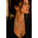 Balenbi Kadın Anahtar ve Kilit Figürlü Çoklu Charm Kolye Gold Gümüş Renk 316L Çelik