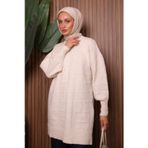 Balenbi Kare Dokulu Oversize Yumoş Tesettür Triko Tunik 7012