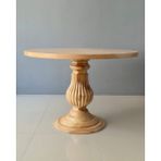 Balerin Ahşap Yuvarlak Yemek Masası, Masif Ayaklı Klasik Tasarım, Değiştirilebilir Renk - 100 cm