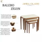 Balero Krem Lake Boyalı 3’Lü Zigon Sehpa Takımı