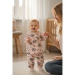 Balgüneş Panda Desenli %100 Pamuk Kız Bebek Pijama Takım - Açık Somon - 6 - 9 Ay
