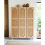 Bali Bohem 3 Kapaklı Gardırop – Jüt Kumaş Mdf Kapaklı Elbise Dolabı | Meşe Renk – - Kahverengi