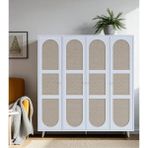 Bali Bohem - 4 Kapaklı Gardırop | Jüt Mdf Kapaklı Elbise Dolabı | 160CM -Beyaz
