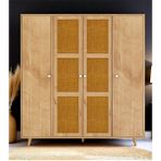 Bali Bohem Jüt 4 Kapaklı Gardırop Jüt Mdf Kapaklı Elbise Dolabı 160CM - Kahverengi