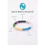 Balık Burcu Taşlarından Oluşan Doğal Taş Bileklik 8 mm Küre Kesim - Burç Bilekliği