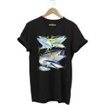 Balık Desenli Gümüş Balığı Baskılı %100 Pamuk Regular Fit Bisiklet Yaka T-Shirt - 3XL - Siyah