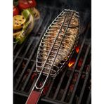 Balık Izgara Teli Büyük Boy Paslanmaz Ahşap Saplı Balık Izgarası 40x15 cm Izgara Alanı 29 cm Uzun Saplı,