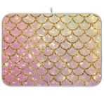 Balık Pulları Pembe Bulaşık Kurutma Matı Mutfak Tezgahı Mikrofiber Emici Kurutma Pedi 40,6 x 45,7 cm Koruyucu Matlar Bulaşık Süzgeci
