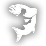 Balık Ve Balıkçı Sticker 17X17 Cm Beyaz