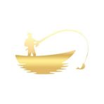 Balık Yakalayan Adam Sticker 17X17 Cm Gold