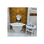 Balıkçı Plastik Curun Kurna - Desenli Plastik Tabure - Hamam Tası 3'lü Set